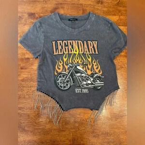 Legendary Gray Crop Top with Fringe